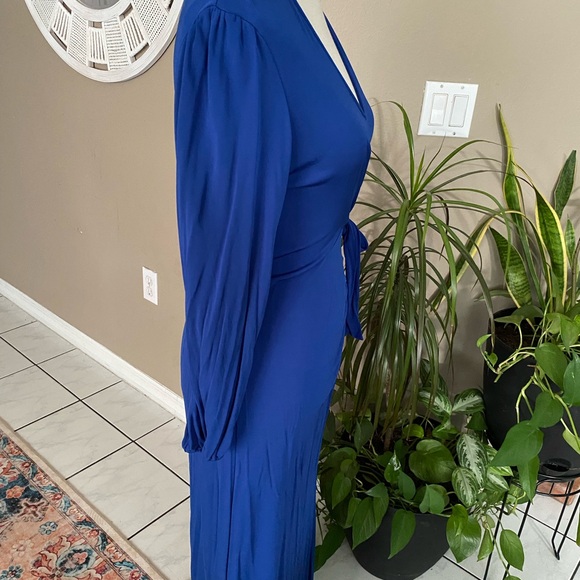 Diane Von Furstenberg 8? Akil Wrap Dress Royal Cobalt Long Sleeve V-Neck Viscose - Picture 13 of 16